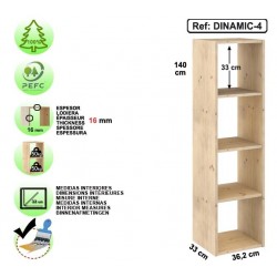 Étagère 4 cubes en pin massif - DINAMIC-4