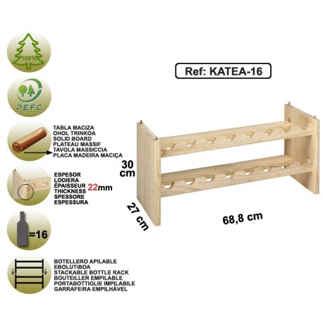 Range-bouteilles en pin massif - KATEA-16